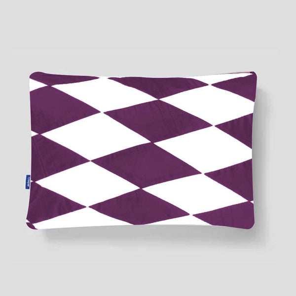 Pack Of 2 Patch Work Pillows - Purple & White