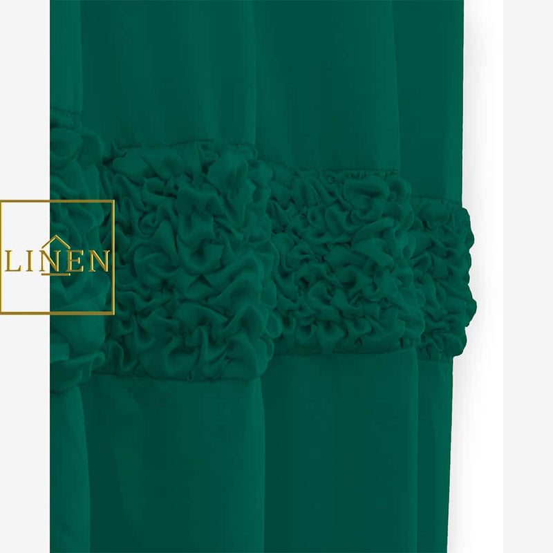 Luxury Ruffle Silk Curtain - Green