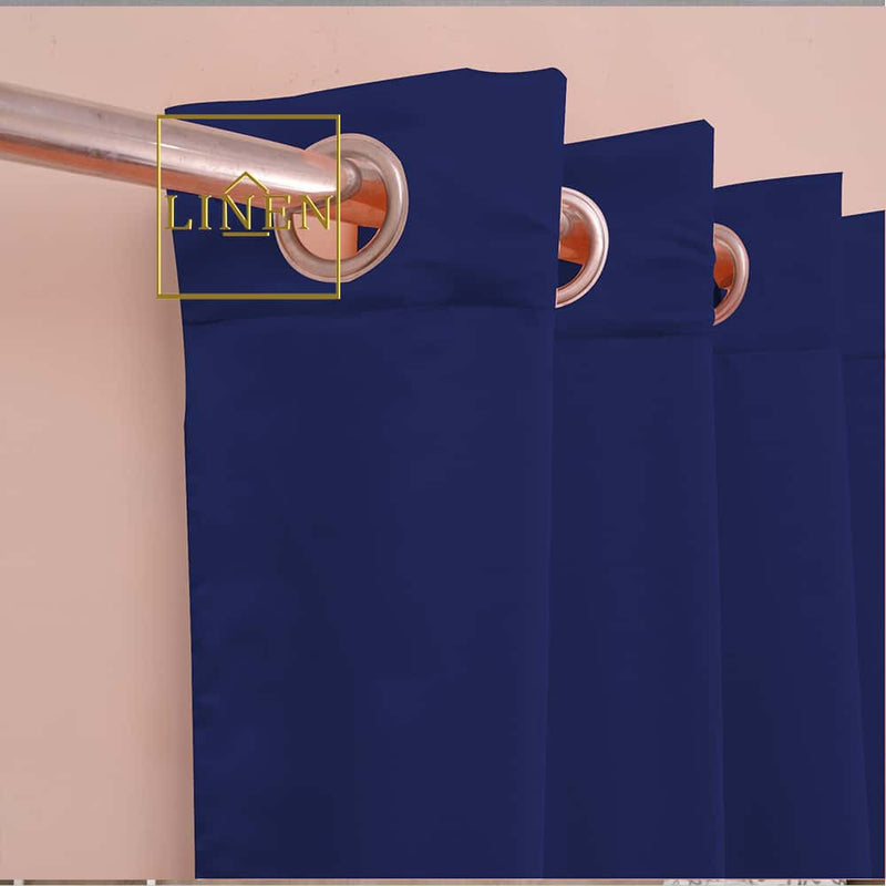 Luxury Ruffle Silk Curtain - Navy Blue