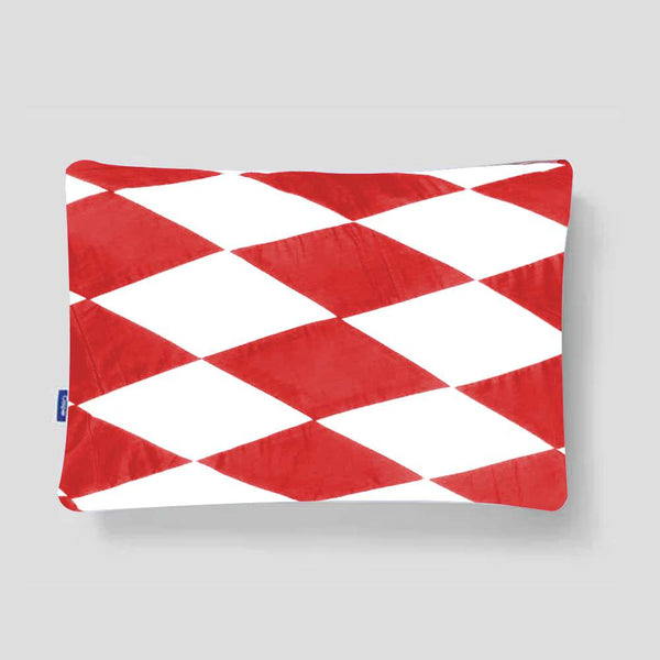 Pack Of 2 Patch Work Pillows - Red & White