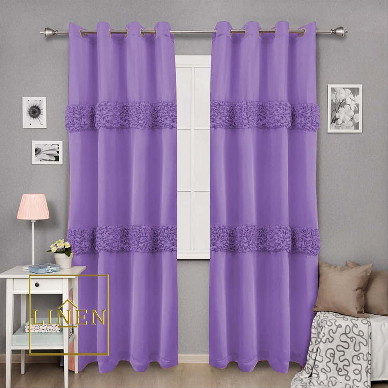 Luxury Ruffle Silk Curtain - Purple