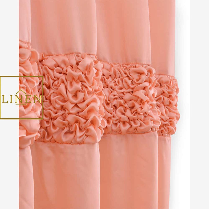 Luxury Ruffle Silk Curtain - Orange