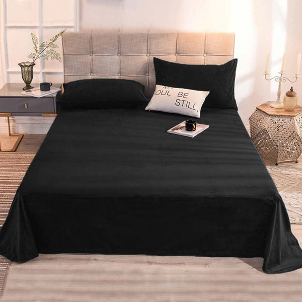 Velvet Bed Sheet - Black