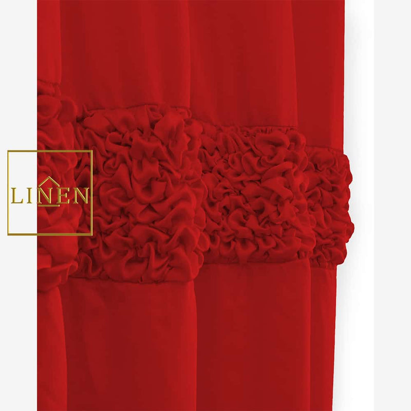 Luxury Ruffle Silk Curtain - Red