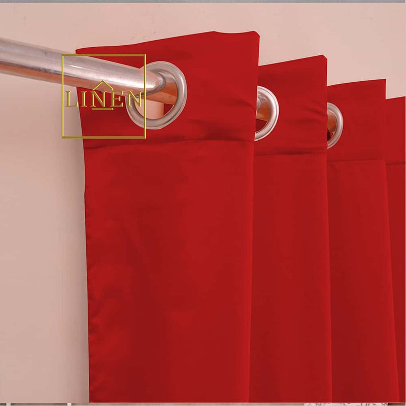 Luxury Ruffle Silk Curtain - Red