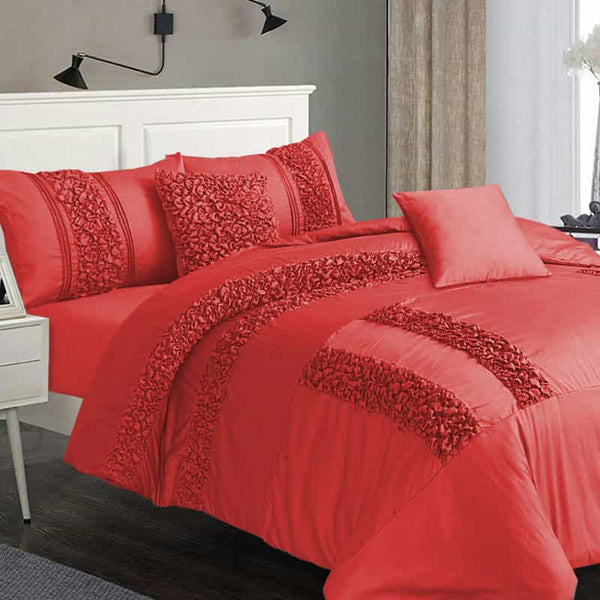 Luxury Ruffle Duvet Set - Red