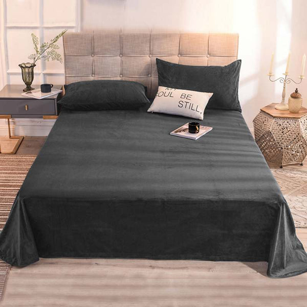 Velvet Bed Sheet - Grey