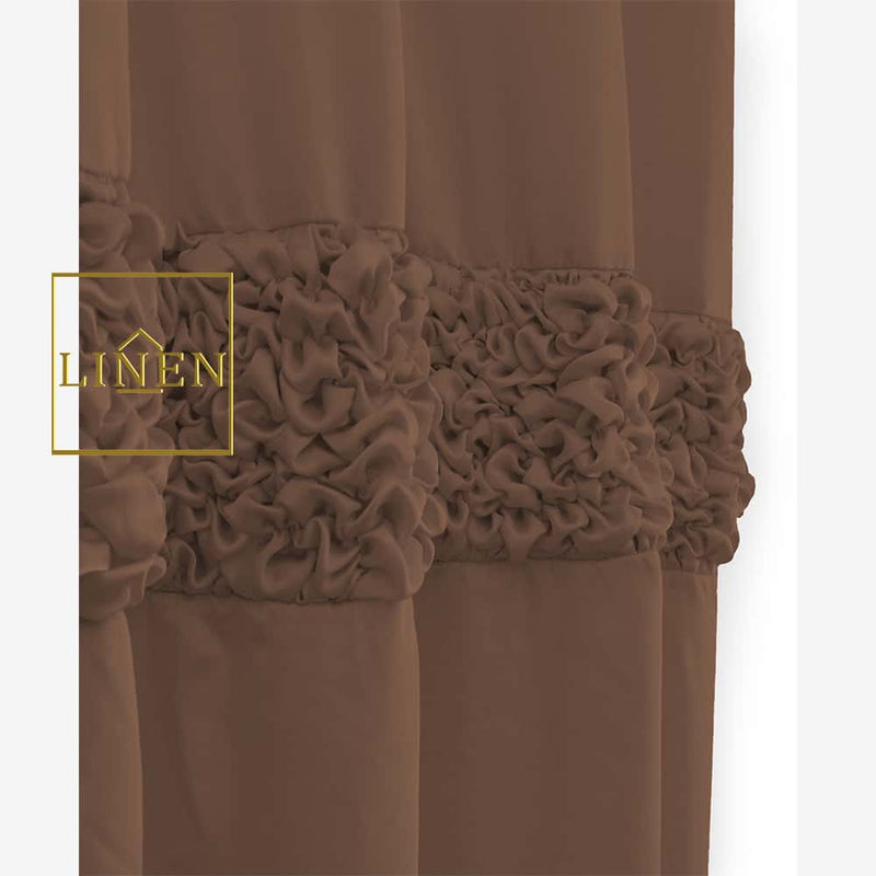 Luxury Ruffle Silk Curtain - Brown