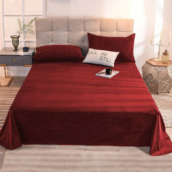 Velvet Bed Sheet - Red