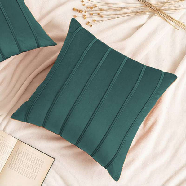 Pack of 2 Velvet Decorative Pleated Square Cushion - Zink