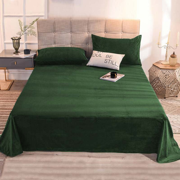Velvet Bed Sheet - Green
