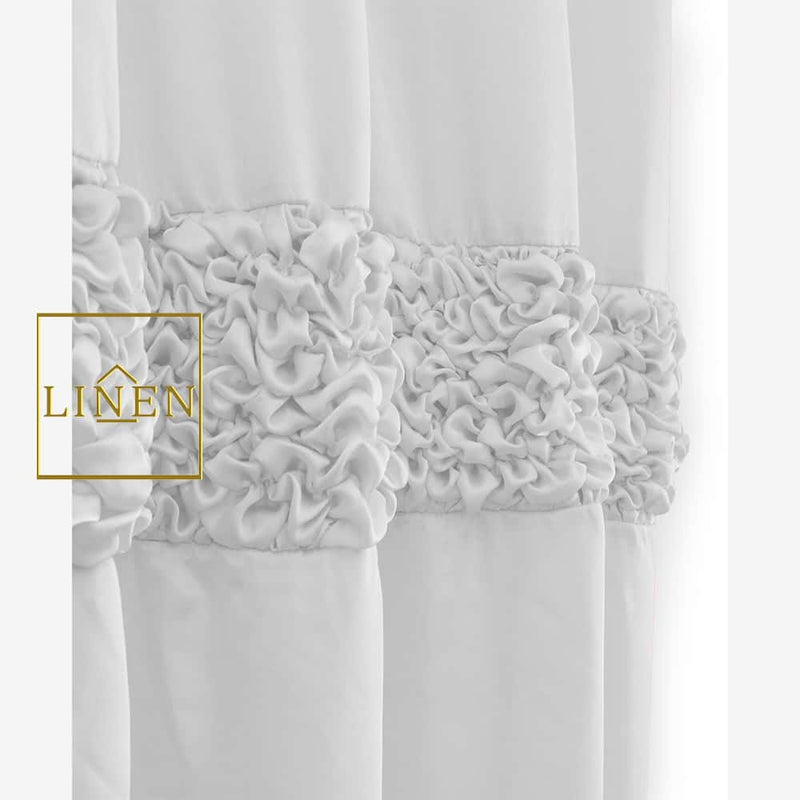 Luxury Ruffle Silk Curtain - White