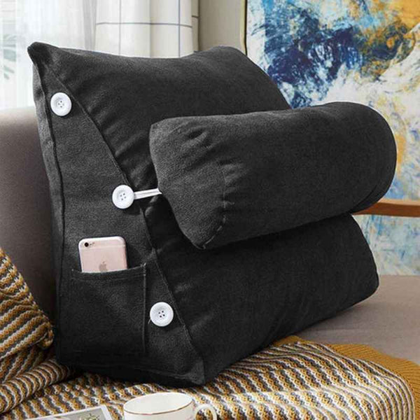 Triangular Back Rest Pillow/Cushion - Grey