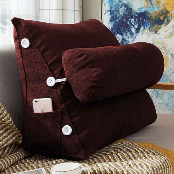 Triangular Back Rest Pillow/Cushion - Maroon