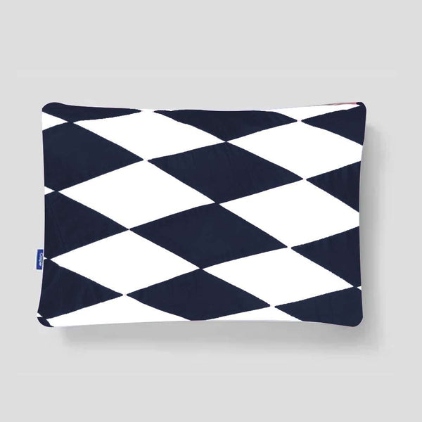 Pack Of 2 Patch Work Pillows - Navy Blue & White