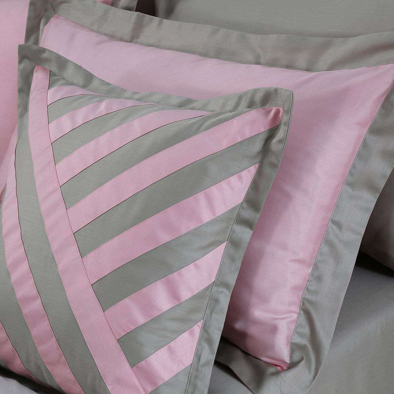 Luxury Embellish Duvet Set - Grey And Pink