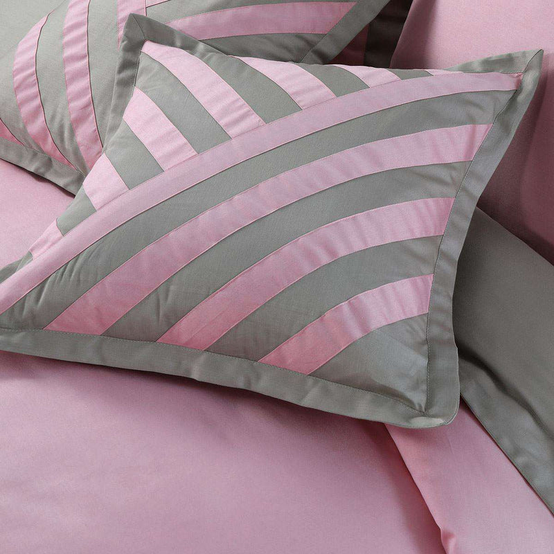 Luxury Embellish Duvet Set - Grey And Pink