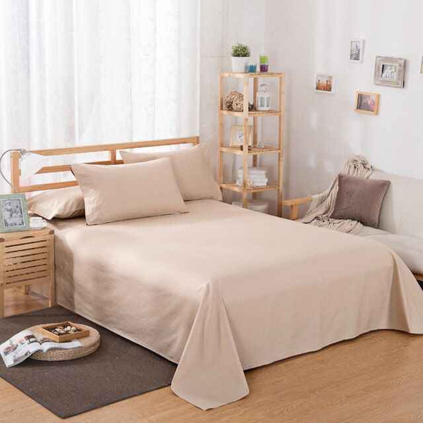 Cotton Plain Bedsheet - 3 Pieces - Beige - Linen.com.pk