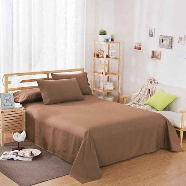 Cotton Plain Bedsheet - 3 Pieces - Chocolate - Linen.com.pk