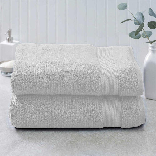 Pack of 2 100% Cotton Bath Towel - White
