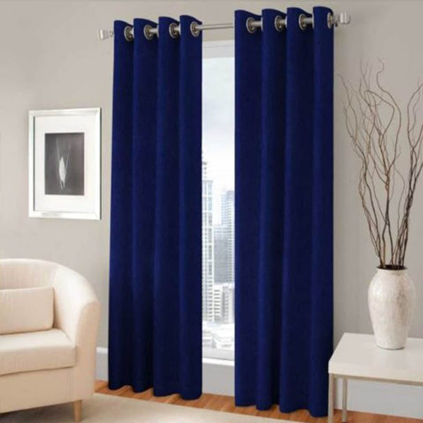 Plain Dyed Curtain - Blue - Linen.com.pk