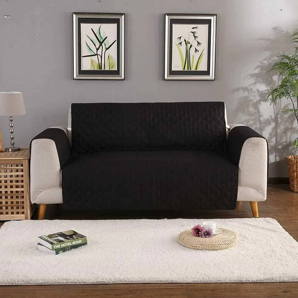 Non-slip Quilted Sofa covers  - Black - Linen.com.pk