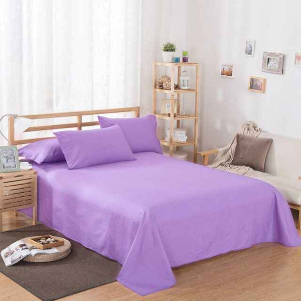 Cotton Plain Bedsheet - 3 Pieces - Light Purple - Linen.com.pk