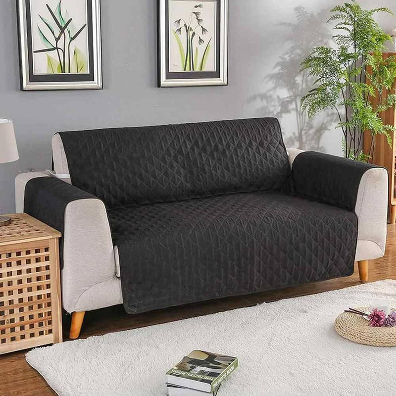 Non-slip Quilted Sofa covers  - Black - Linen.com.pk