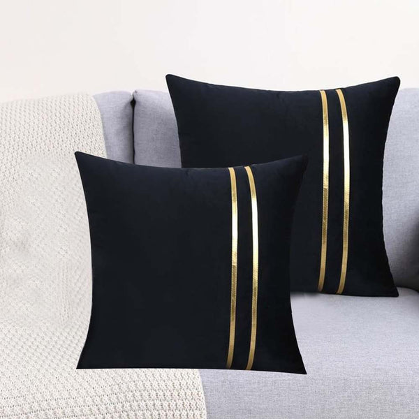 Pack Of 2 Luxury Plain Velvet Cushions - Black