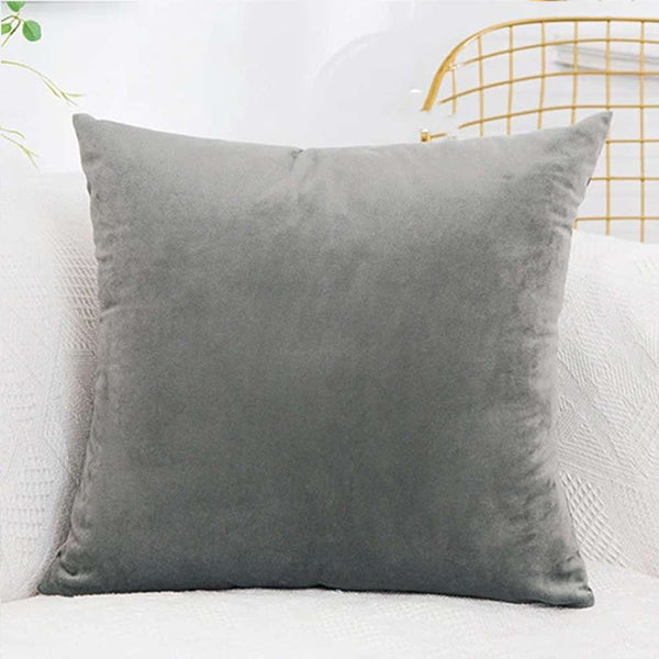 Pack Of 2 Luxury Plain Velvet Cushions - Grey - Linen.com.pk