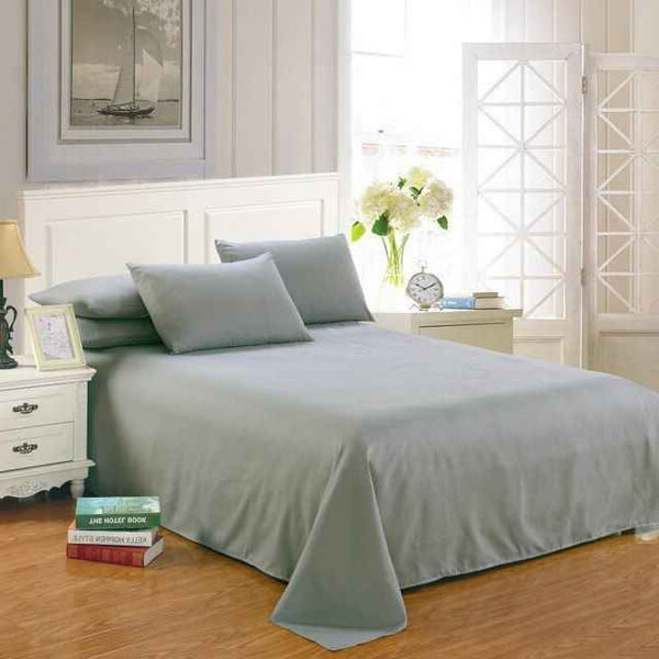 Cotton Plain Bedsheet - 3 Pieces -  Grey