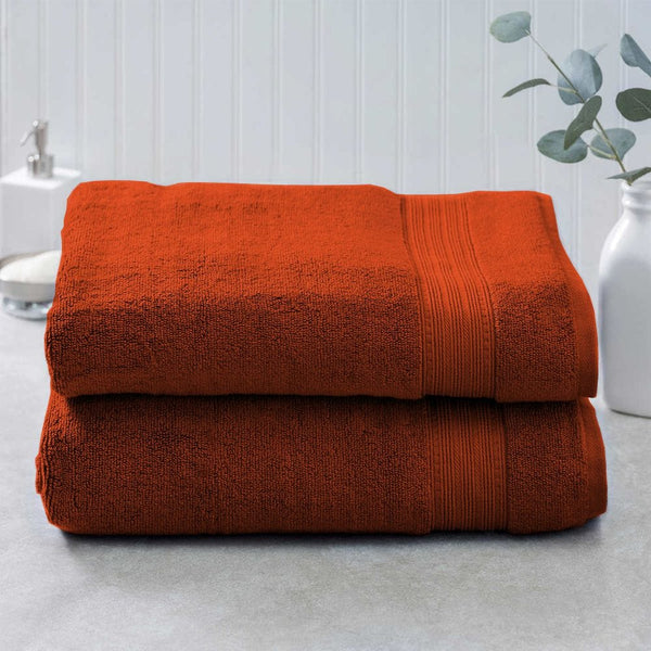 Pack of 2 100% Cotton Bath Towel - Orange