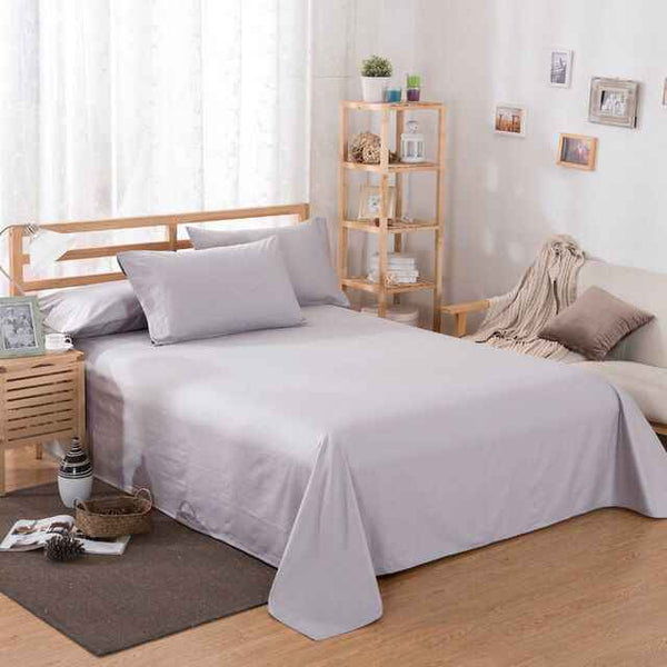 Cotton Plain Bedsheet - 3 Pieces - Silver  Grey - Linen.com.pk