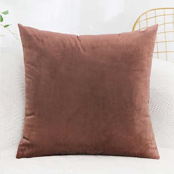 Pack Of 2 Luxury Plain Velvet Cushions - Brown - Linen.com.pk