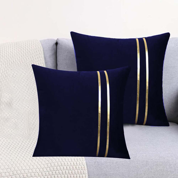 Pack Of 2 Luxury Plain Velvet Cushions - Blue
