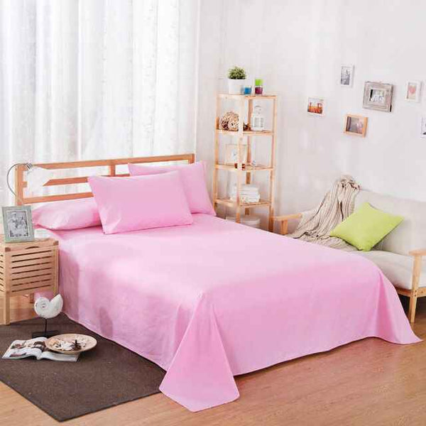 Cotton Plain Bedsheet - 3 Pieces - Pink - Linen.com.pk