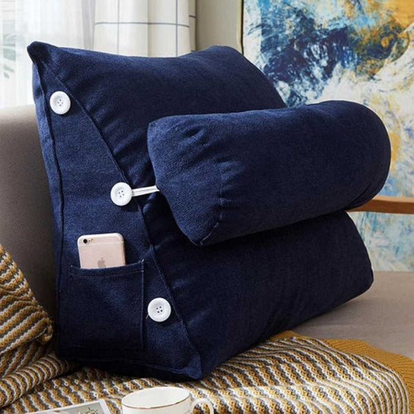 Triangular Back Rest Pillow/Cushion - Blue