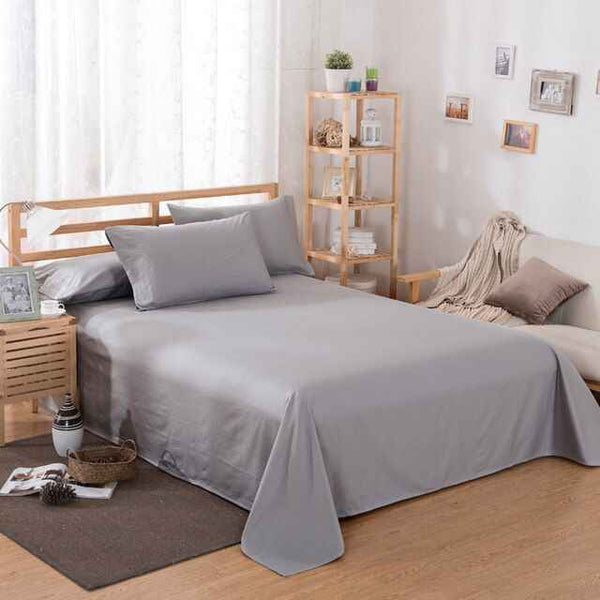 Cotton Plain Bedsheet - 3 Pieces - Charcoal Grey - Linen.com.pk