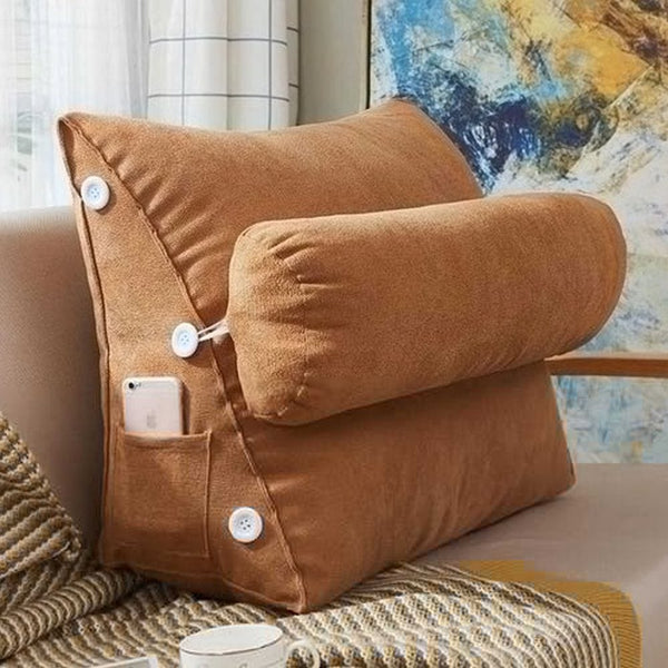 Triangular Back Rest Pillow/Cushion - Light Brown
