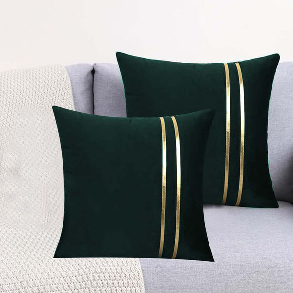 Pack Of 2 Luxury Plain Velvet Cushions - Green