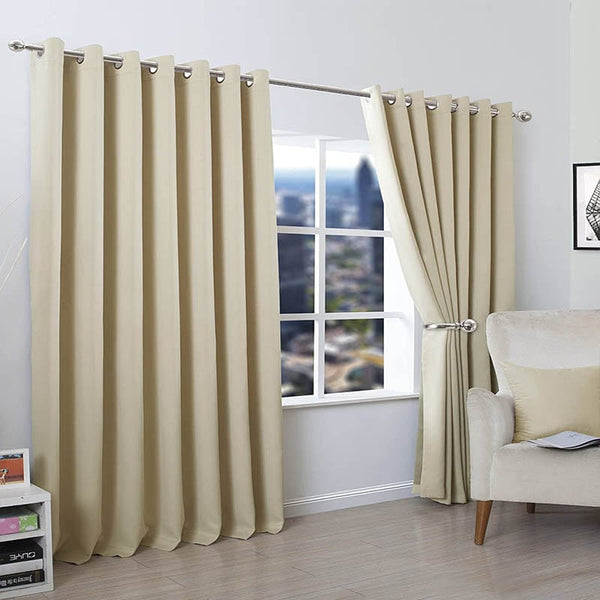 Plain Dyed Curtain - Beige - Linen.com.pk