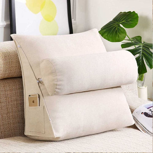 Triangular Back Rest Pillow/Cushion - Cream
