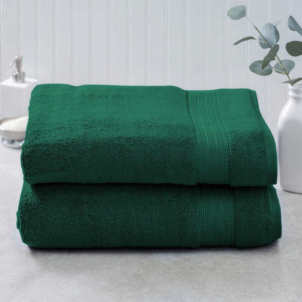 Pack of 2 100% Cotton Bath Towel - Green