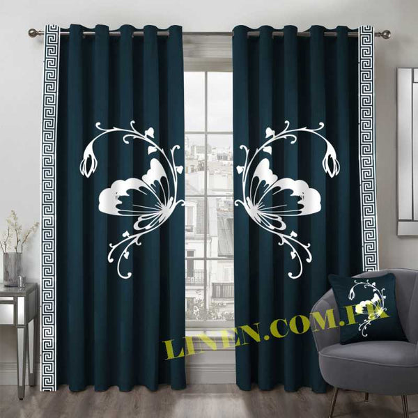 Luxury Butterfly Curtains - Teal & White