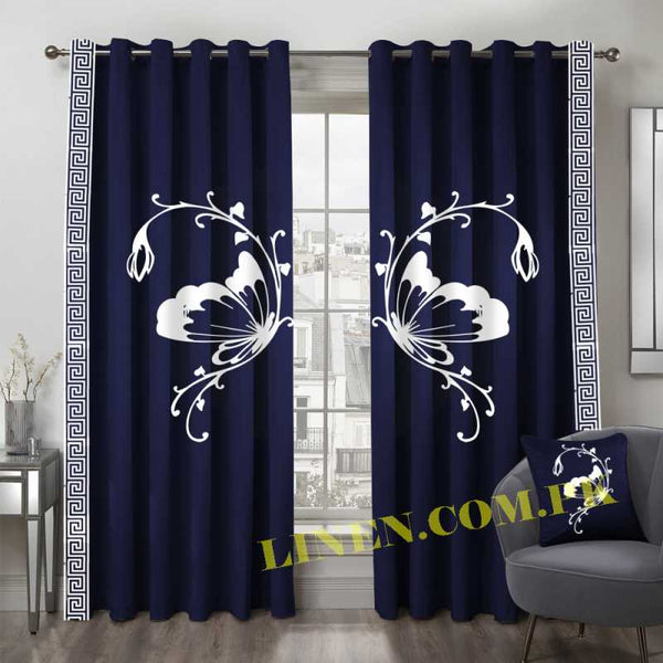 Luxury Butterfly Curtains - Blue & White