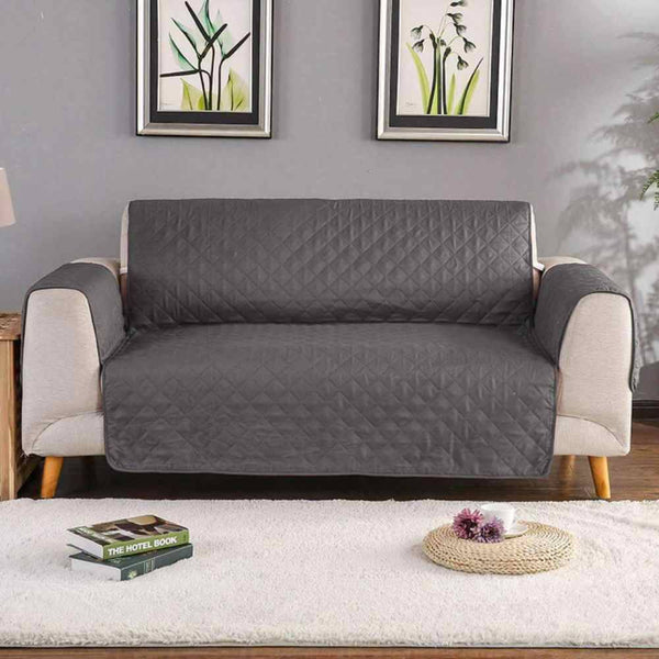 Non-slip Quilted Sofa covers  - Grey - Linen.com.pk