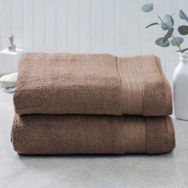 Pack of 2 100% Cotton Bath Towel - Brown