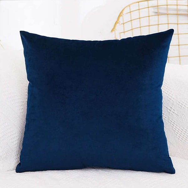 Pack Of 2 Luxury Plain Velvet Cushions - Navy Blue - Linen.com.pk