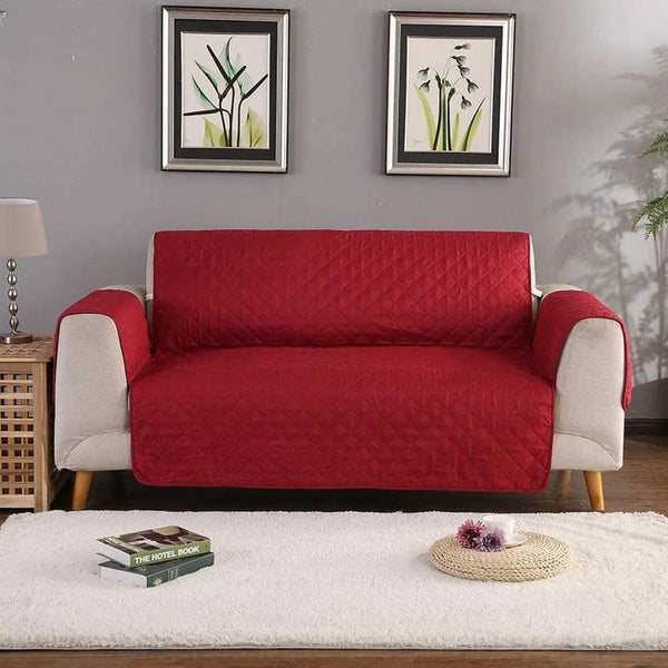 Non-slip Quilted Sofa covers  - Maroon - Linen.com.pk