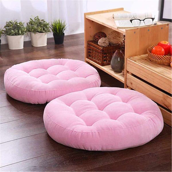 Pack of 2 Round Shape Floor Cushions - Baby Pink - Linen.com.pk